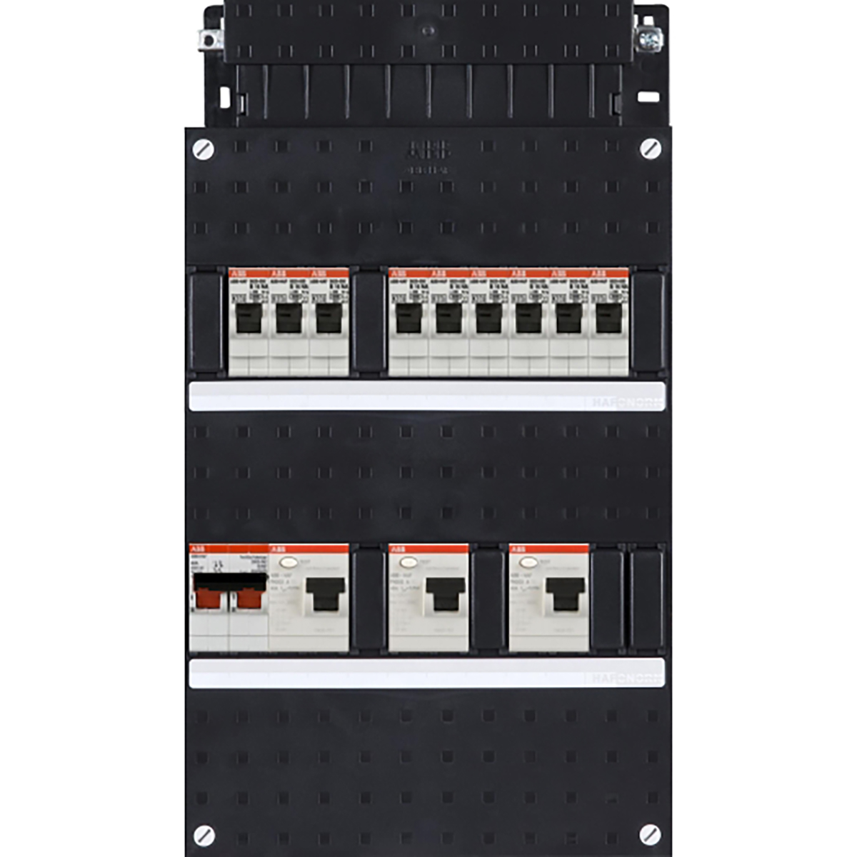 ABB Groepenkast Hafonorm - 1 fase 9x achter 3x 30mA + HS 1-f Installatiekast - 1SPF006905F0737