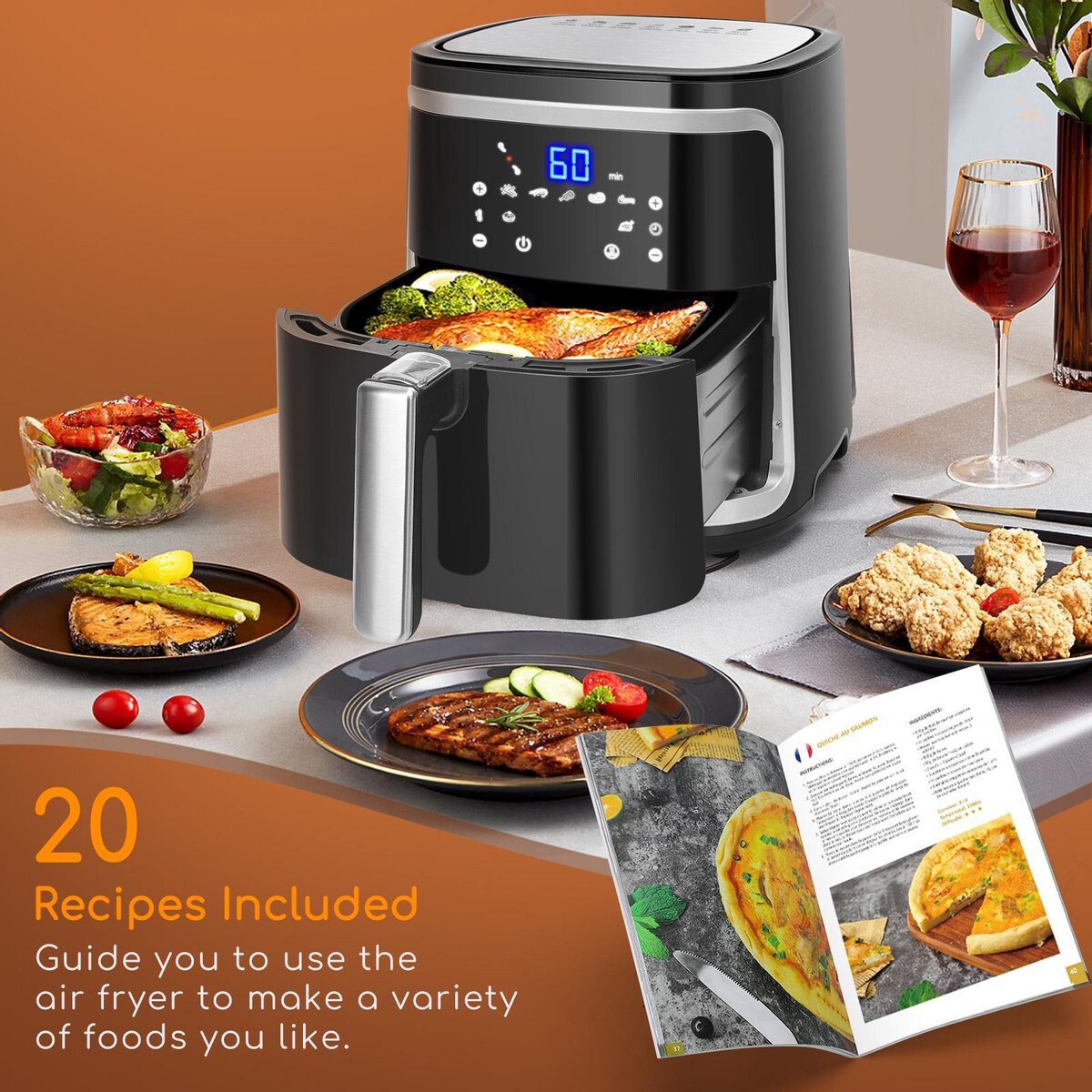 Airfryer - Aigi Frina - Hetelucht Friteuse - Timer - 7 Liter - LED Touchscreen - Zwart