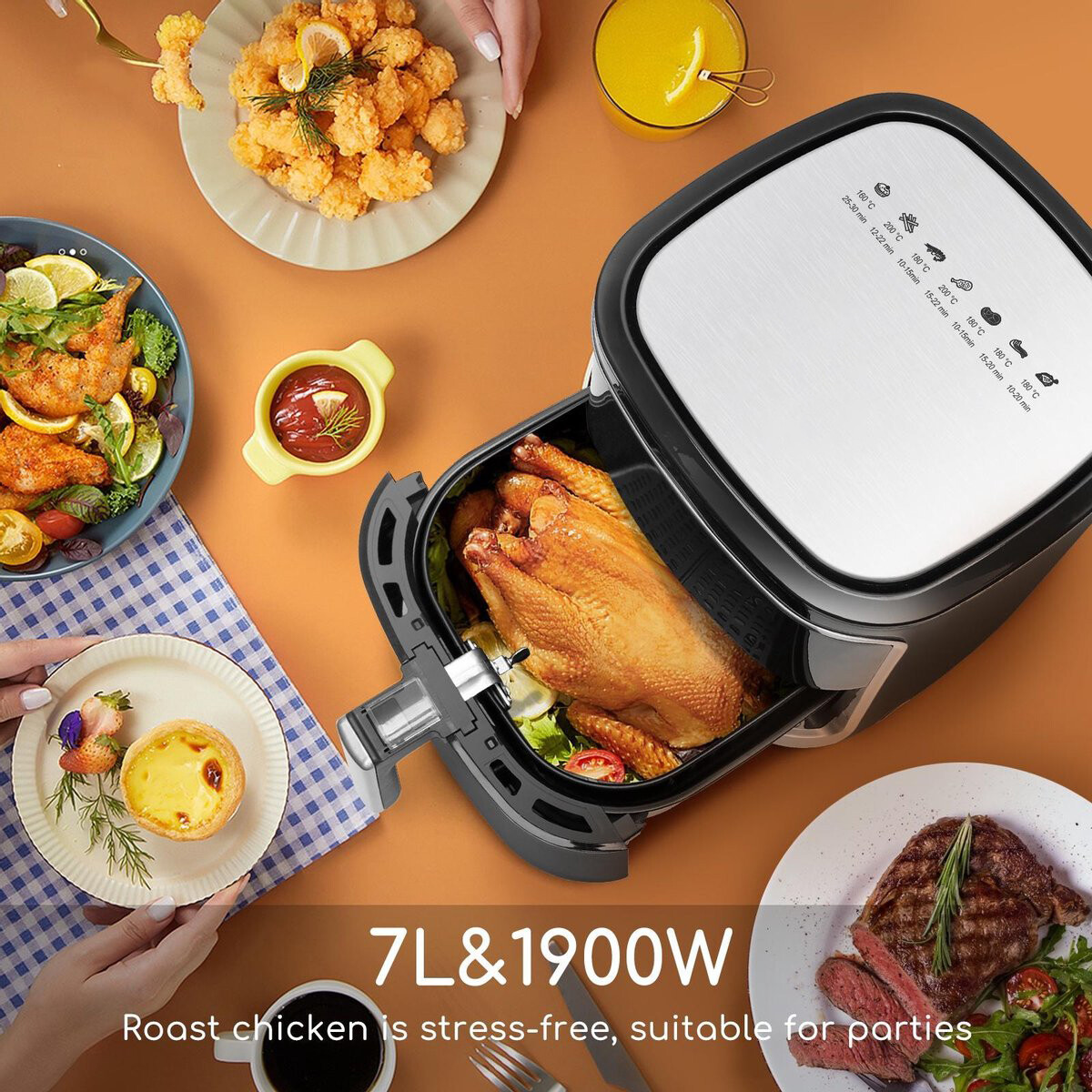 Airfryer - Aigi Frina - Hetelucht Friteuse - Timer - 7 Liter - LED Touchscreen - Zwart