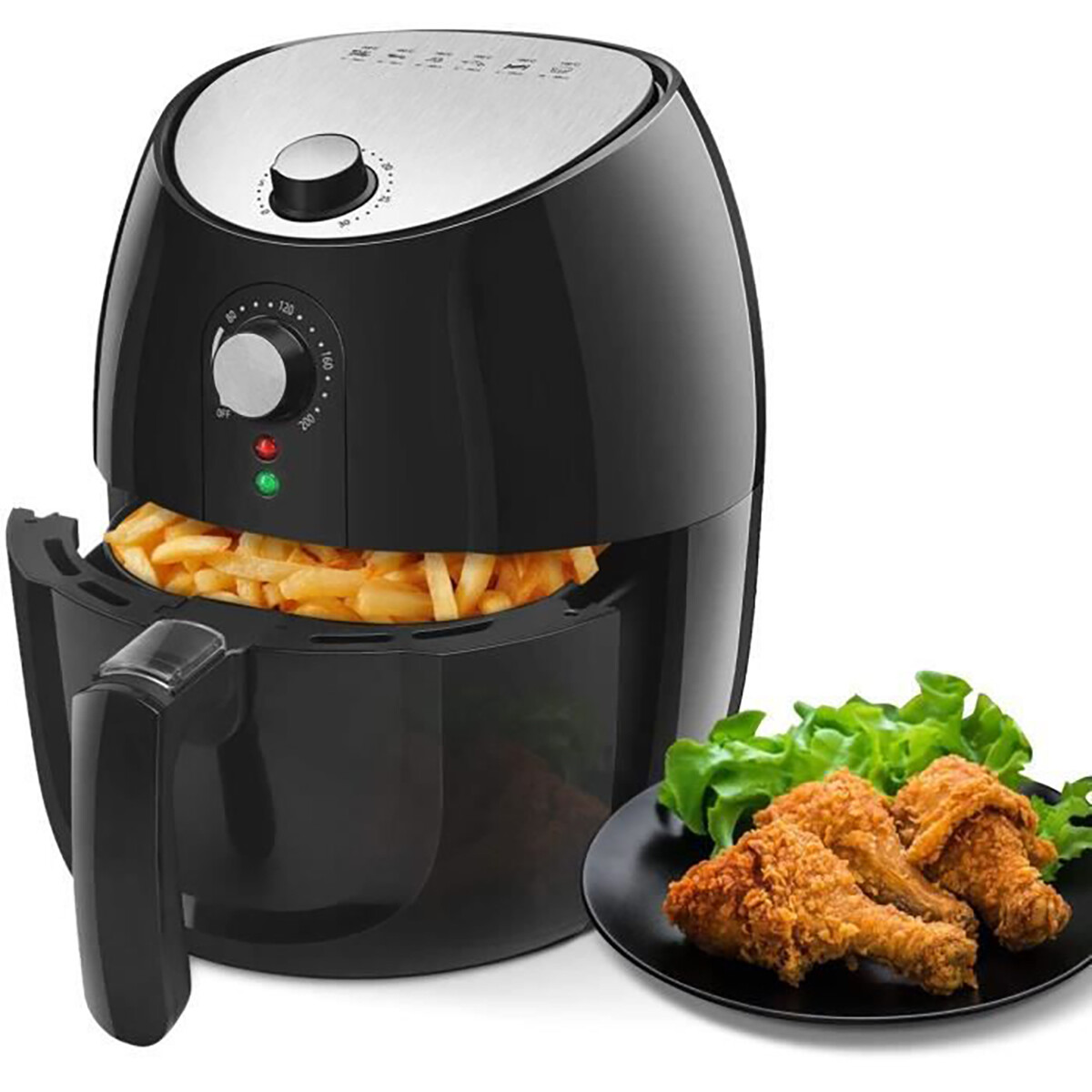 Airfryer Aigi Hida Hetelucht Friteuse Timer 3.5 Liter Zwart-Zilver