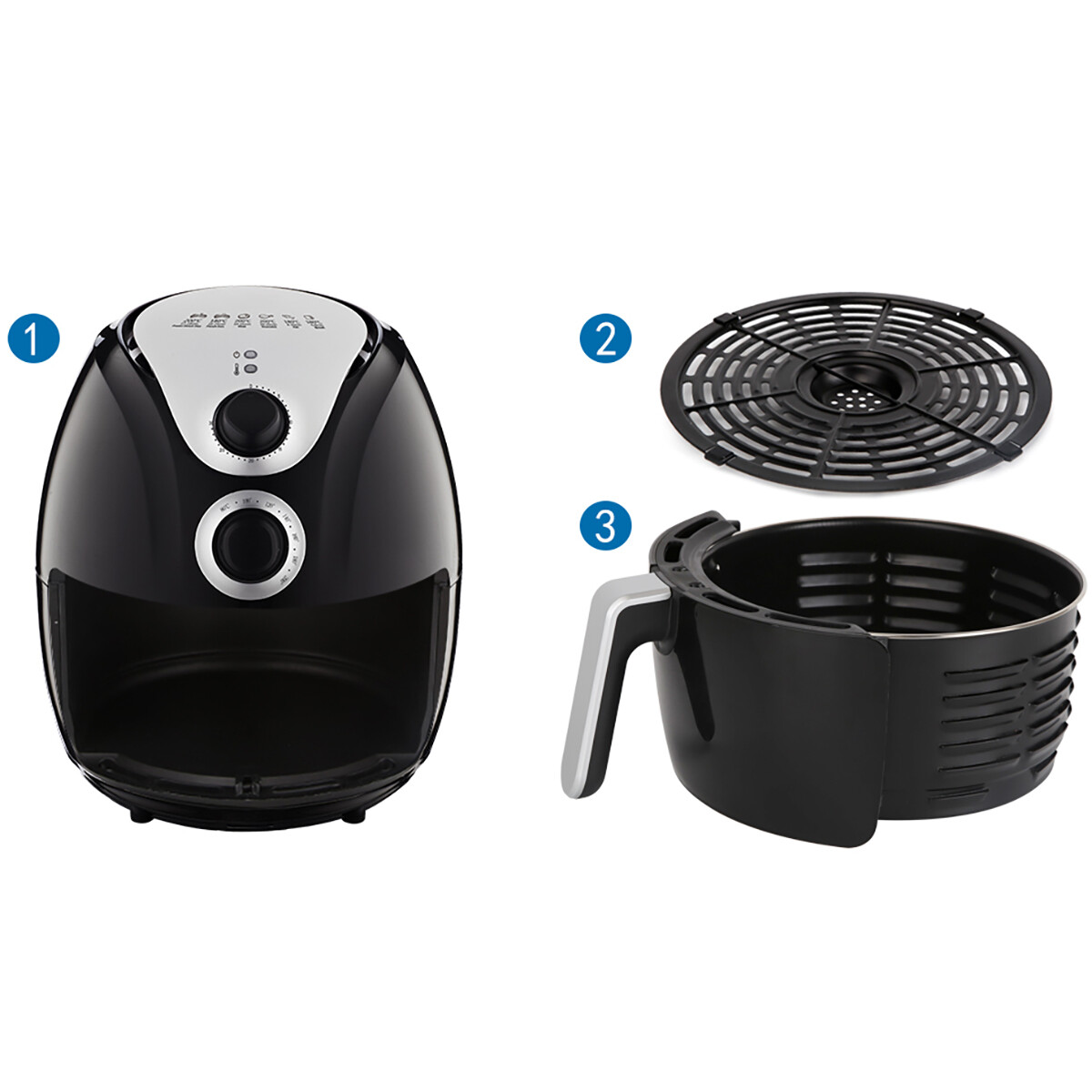 Airfryer - Aigi Hunra - Hetelucht Friteuse - Timer - 3.5 Liter - Zwart