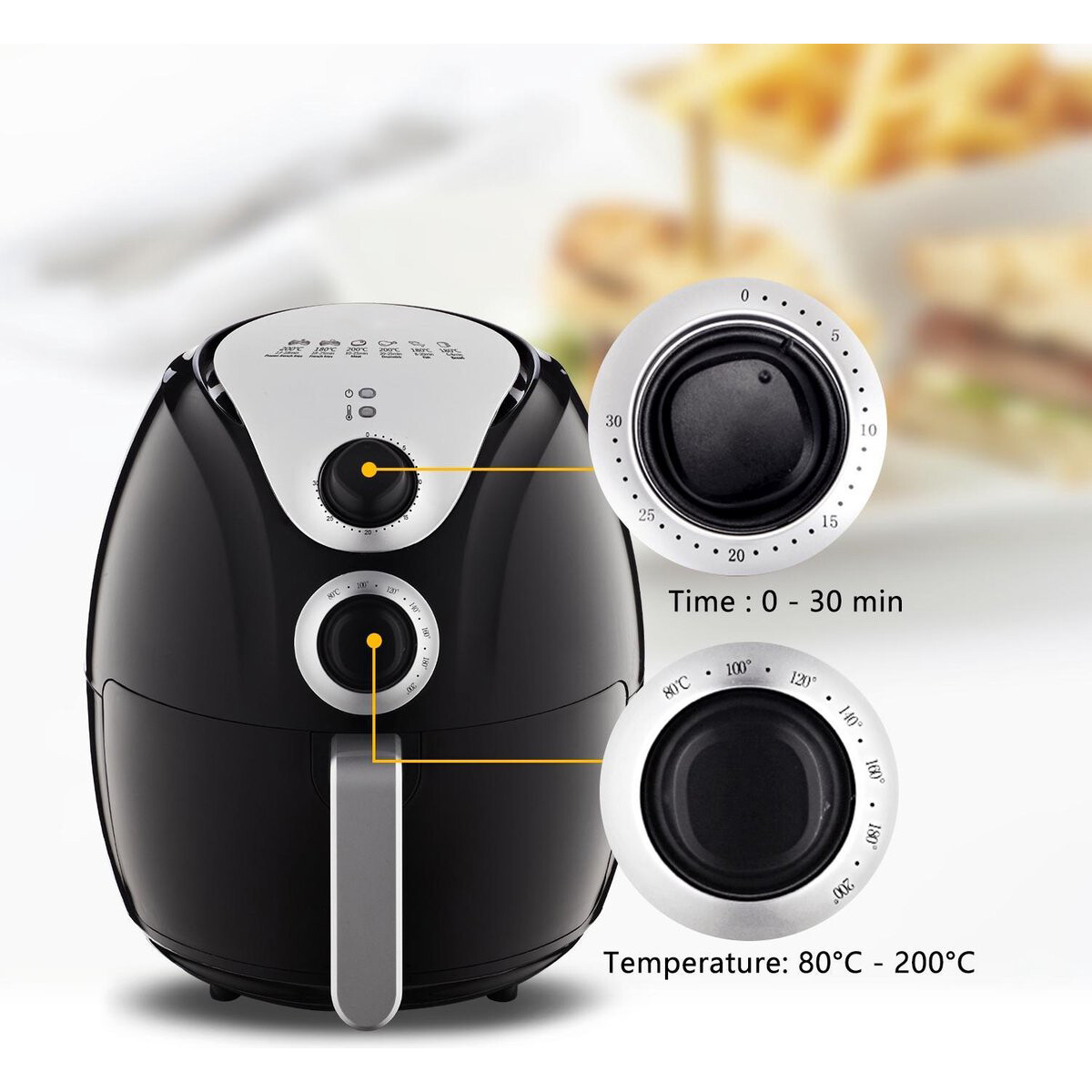 Airfryer - Aigi Hunra - Hetelucht Friteuse - Timer - 3.5 Liter - Zwart