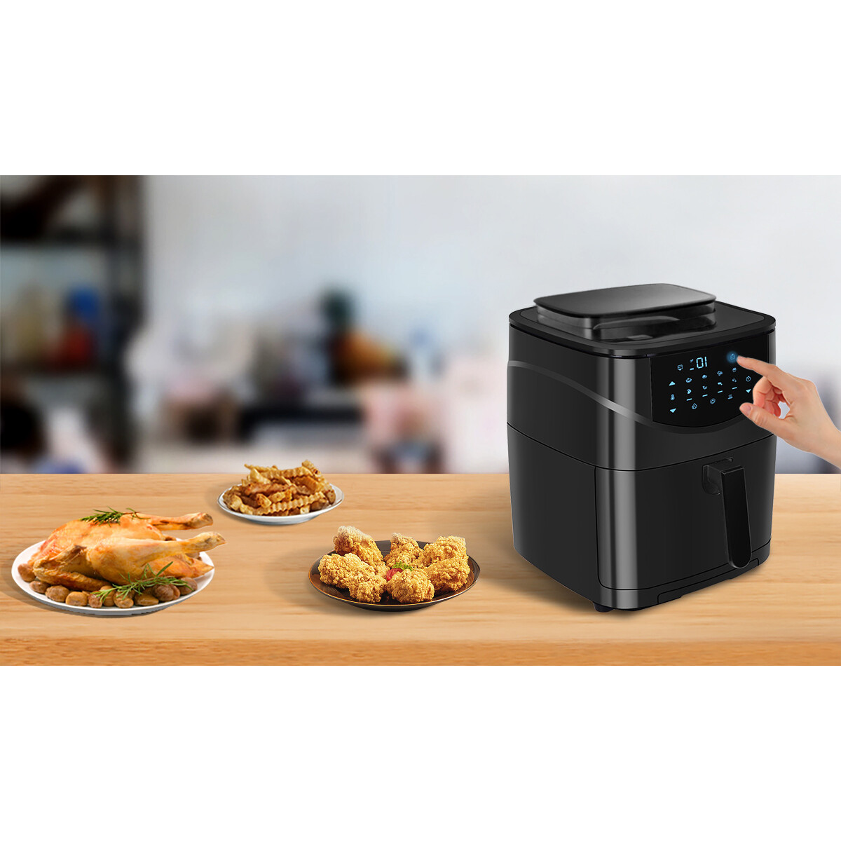 Airfryer - Aigi Jona - Hetelucht Friteuse - Timer - 7 Liter - Zwart