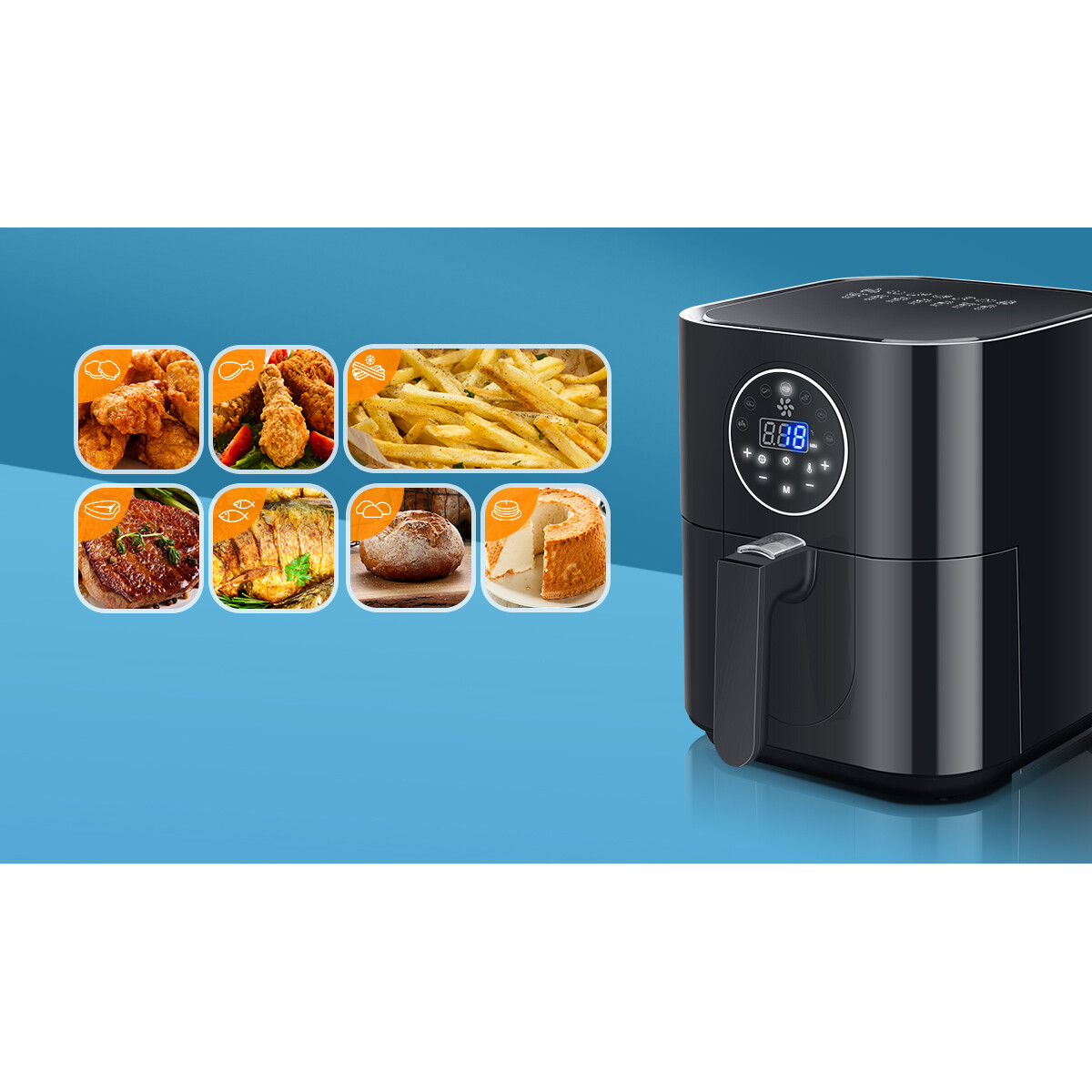 Airfryer - Aigi Kubito - Hetelucht Friteuse - Timer - 3.5 Liter - Zwart