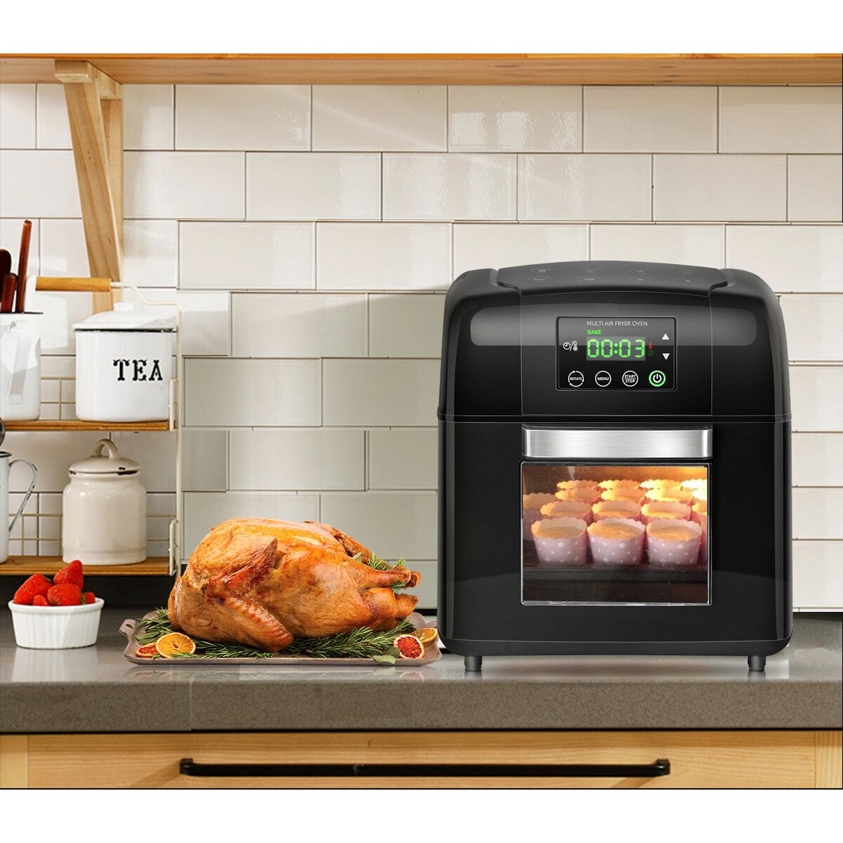 Airfryer - Aigi Masty - Hetelucht Friteuse - Timer - 9.5 Liter - LED Touchscreen - Zwart