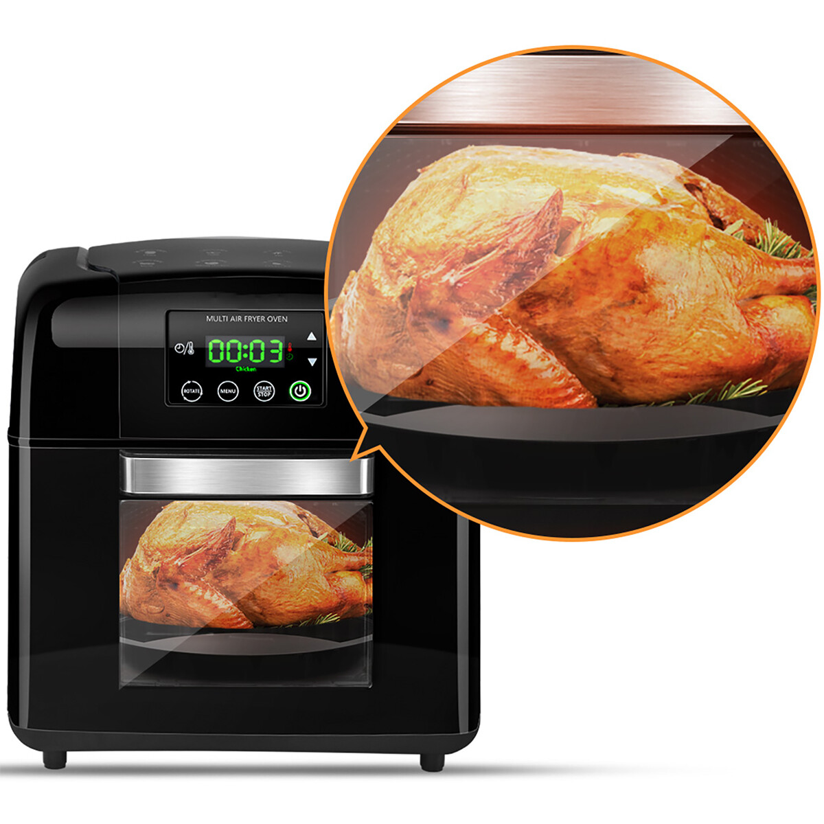 Airfryer - Aigi Masty - Hetelucht Friteuse - Timer - 9.5 Liter - LED Touchscreen - Zwart