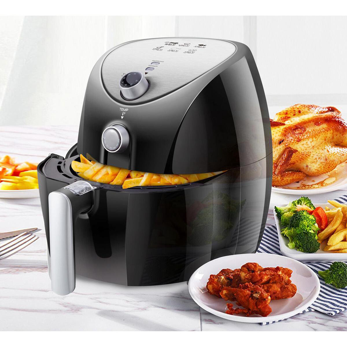 Airfryer - Aigi Sunika - Hetelucht Friteuse - Timer - 3.2 Liter - Zwart