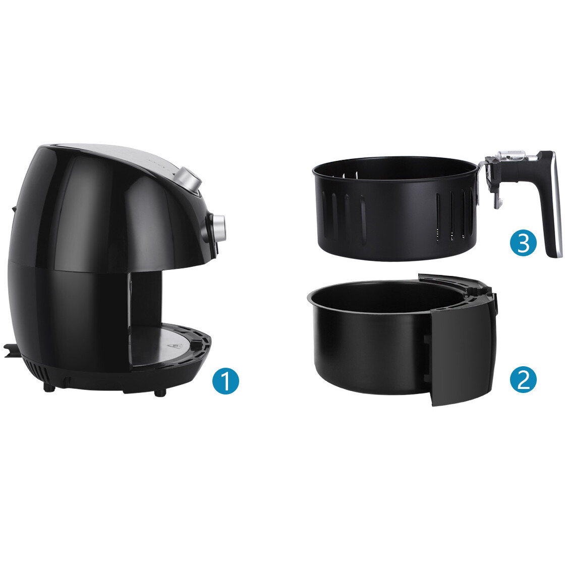 Airfryer - Aigi Sunika - Hetelucht Friteuse - Timer - 3.2 Liter - Zwart