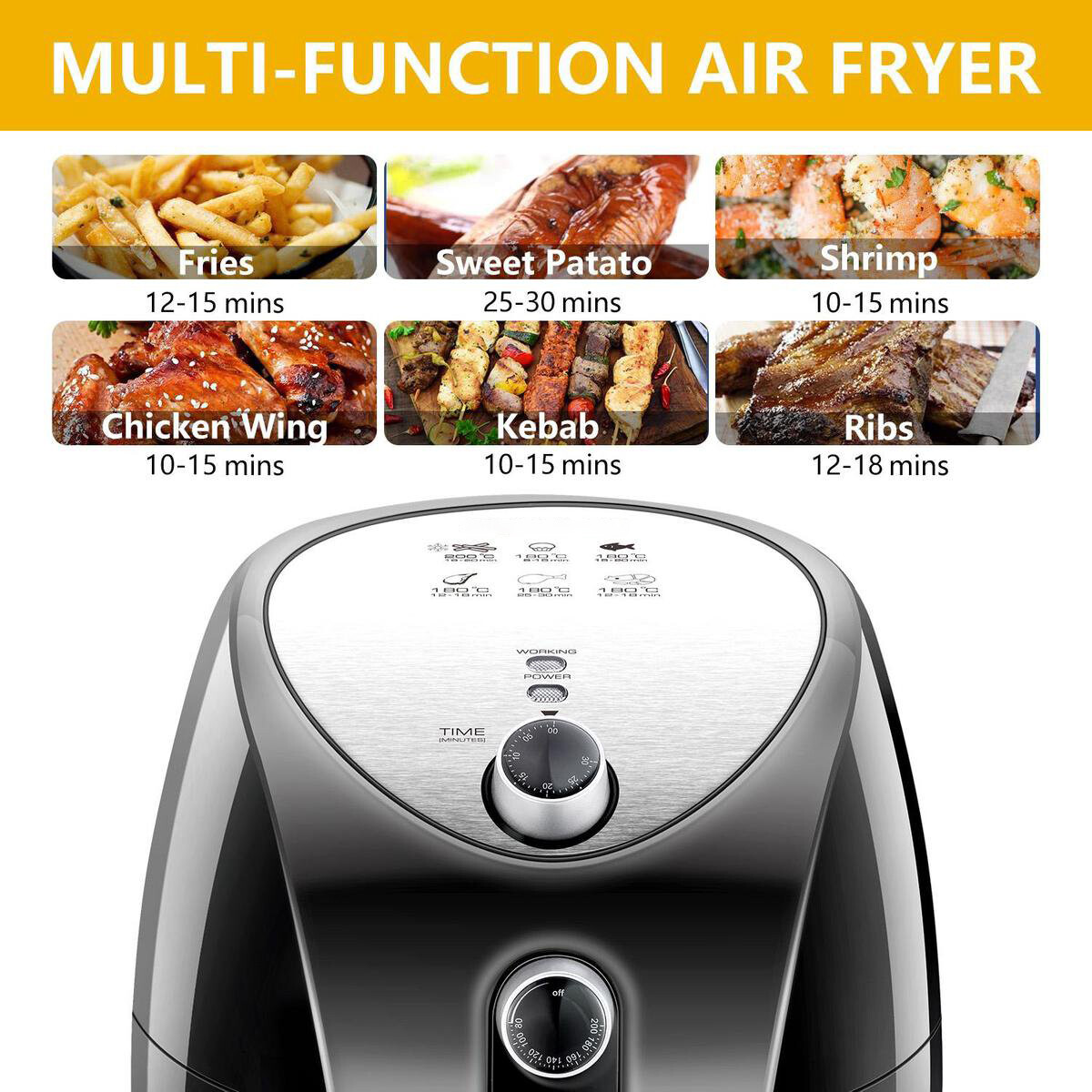 Airfryer - Aigi Sunika - Hetelucht Friteuse - Timer - 3.2 Liter - Zwart