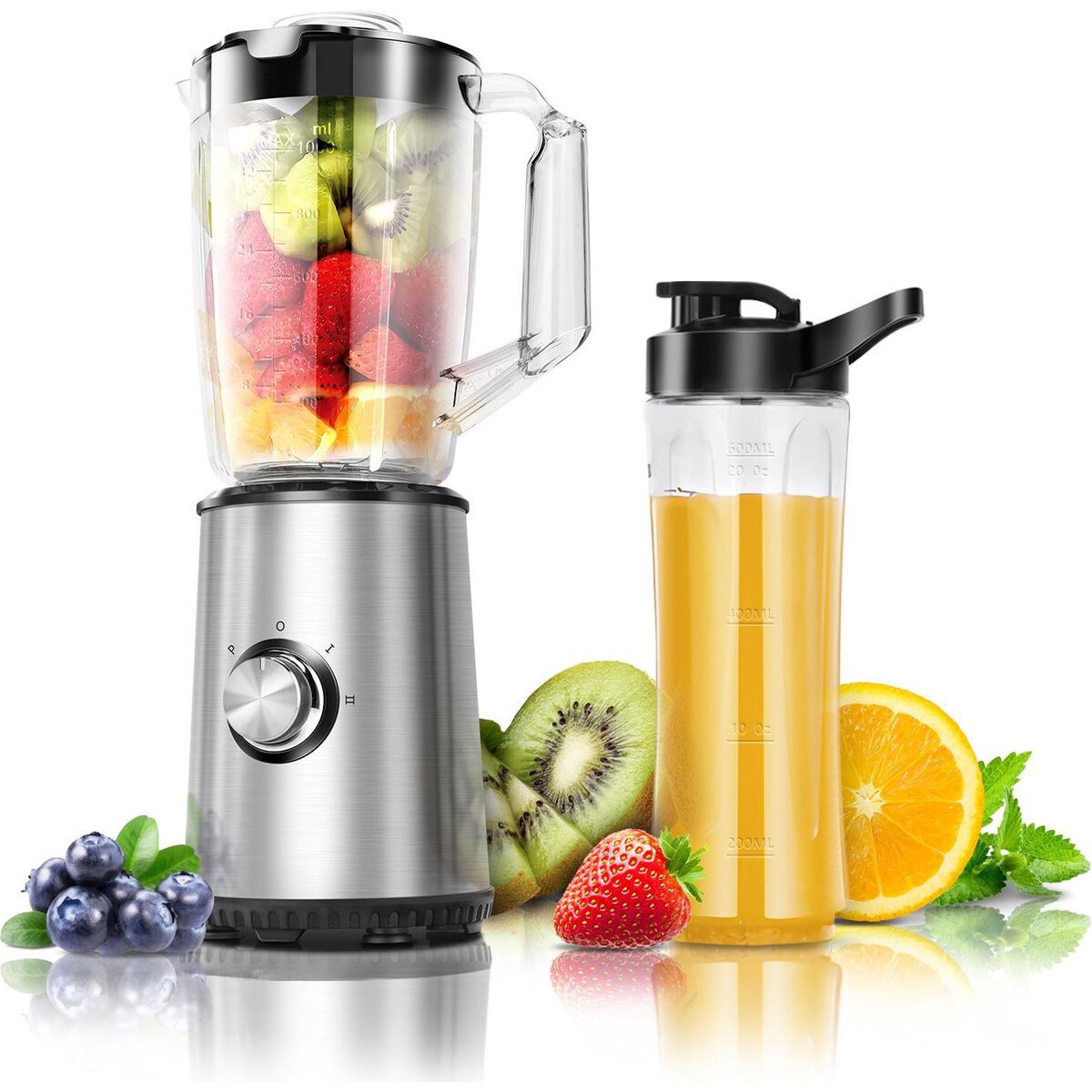 Blender - Aigi Barnilo - 1 Liter - 350 Watt - Zwart/Zilver