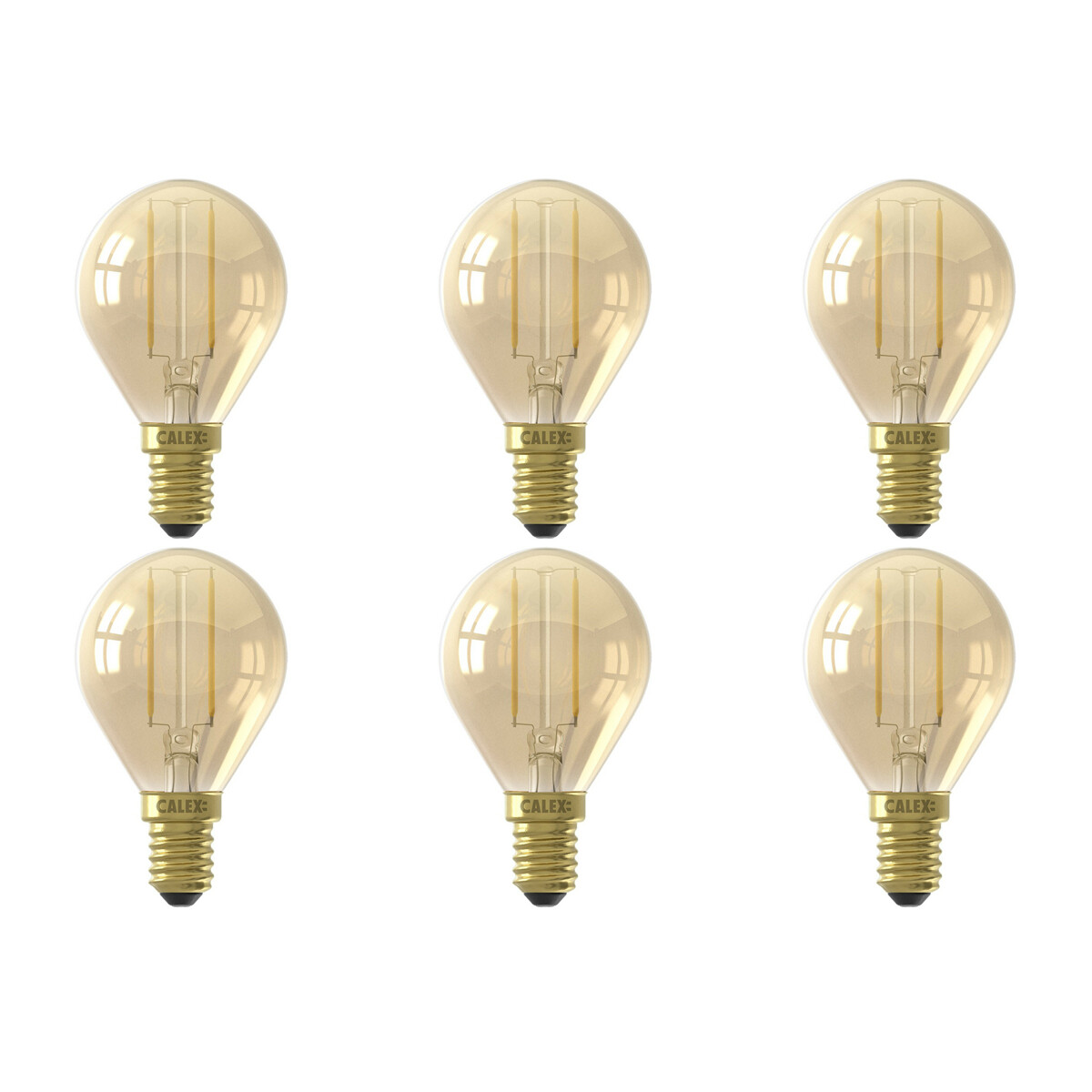 CALEX - LED Lamp 6 Pack - Kogellamp P45 - E14 Fitting - 2W - Warm Wit 2100K - Goud