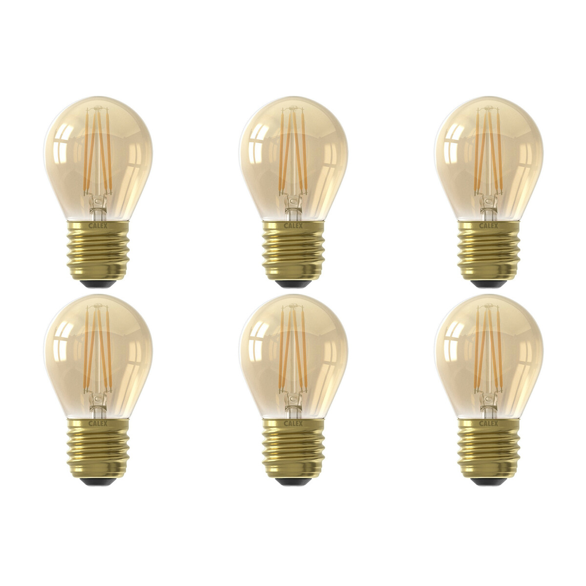 CALEX - LED Lamp 6 Pack - Kogellamp P45 - E27 Fitting - Dimbaar - 3W - Warm Wit 2100K - Goud