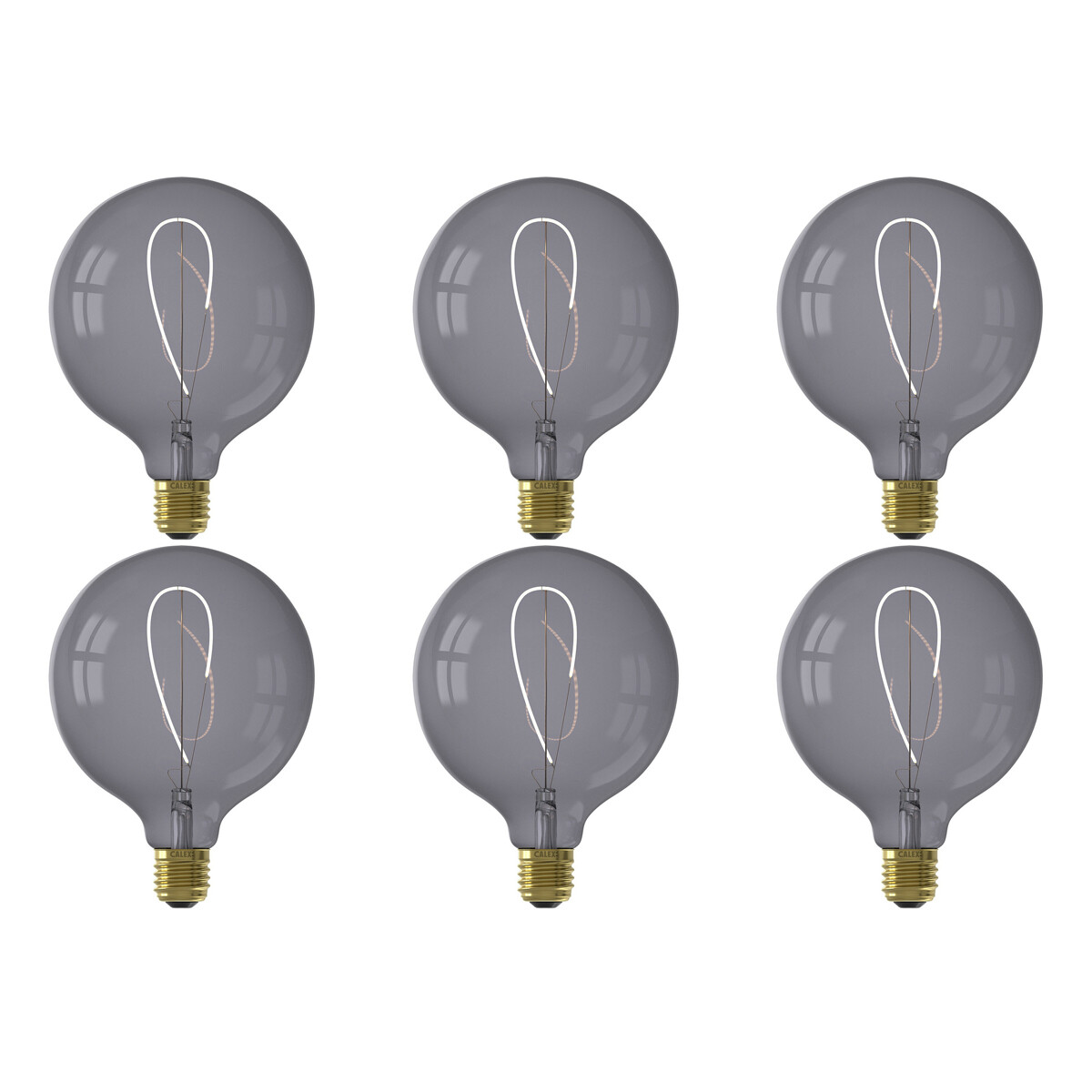 CALEX - LED Lamp 6 Pack - Nora Topaz G125 - E27 Fitting - Dimbaar - 4W - Warm Wit 2200K - Grijs