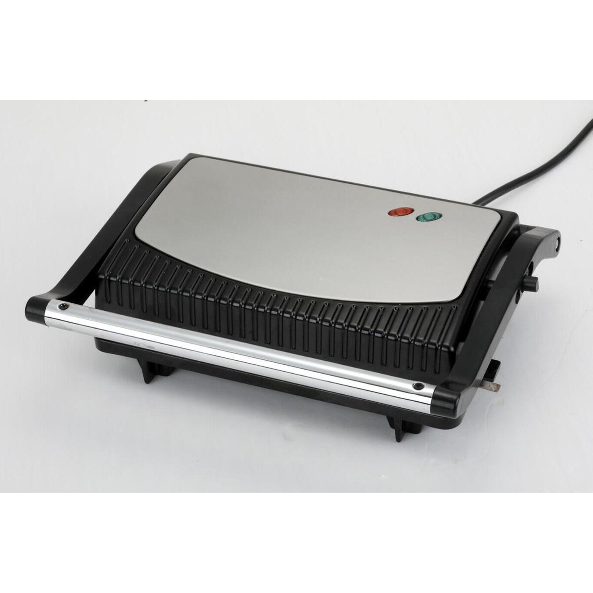 Contactgrill - Tosti Apparaat - Tosti Ijzer - Aigi Korky - Cool Touch - RVS - Zwart/Zilver