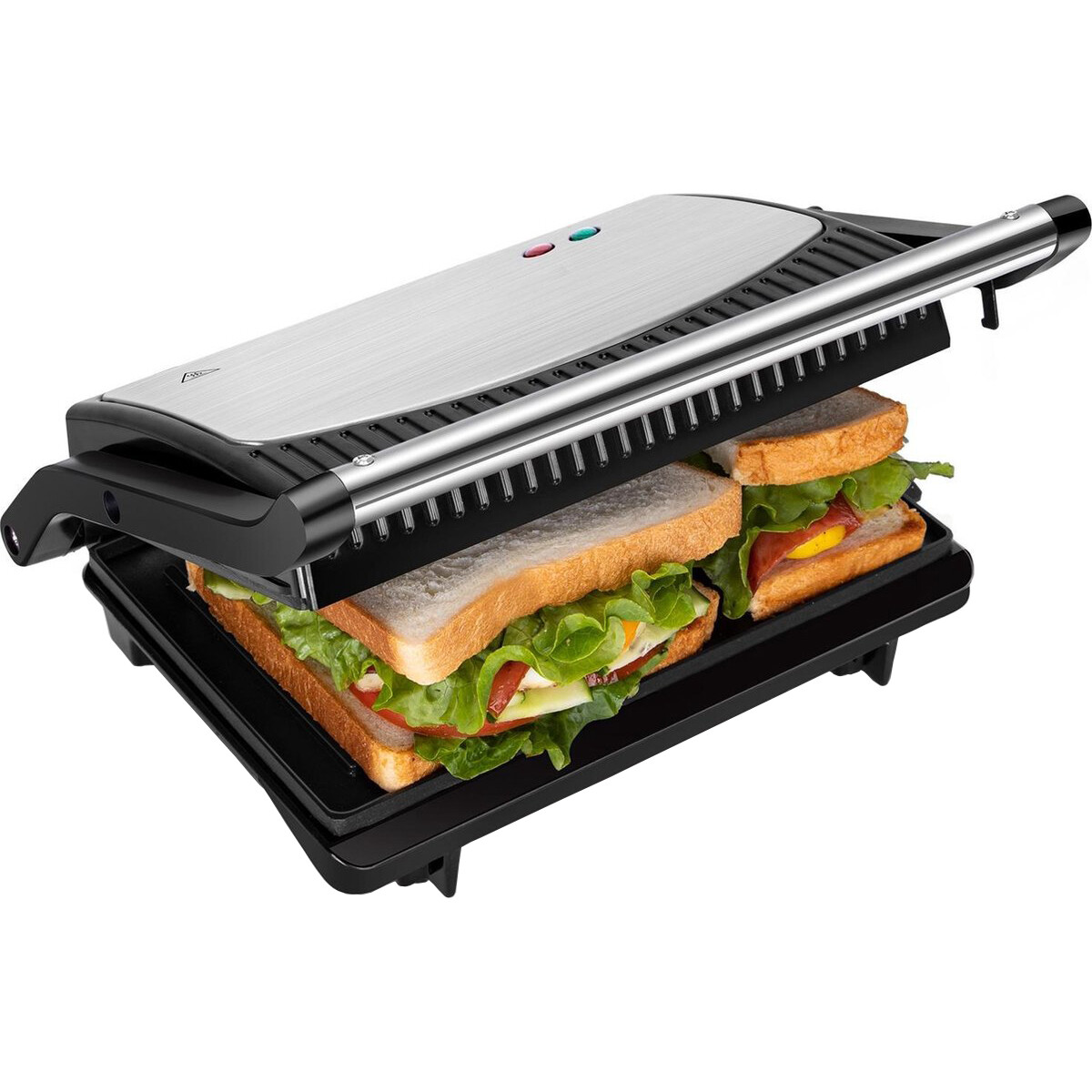 Contactgrill Tosti Apparaat Tosti Ijzer Aigi Korky Cool Touch Rvs Zwart-zilver