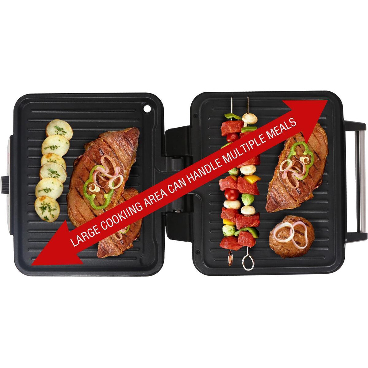 Contactgrill - Tosti Apparaat - Tosti Ijzer - Aigi Cale - Cool Touch - RVS - Zwart/Zilver