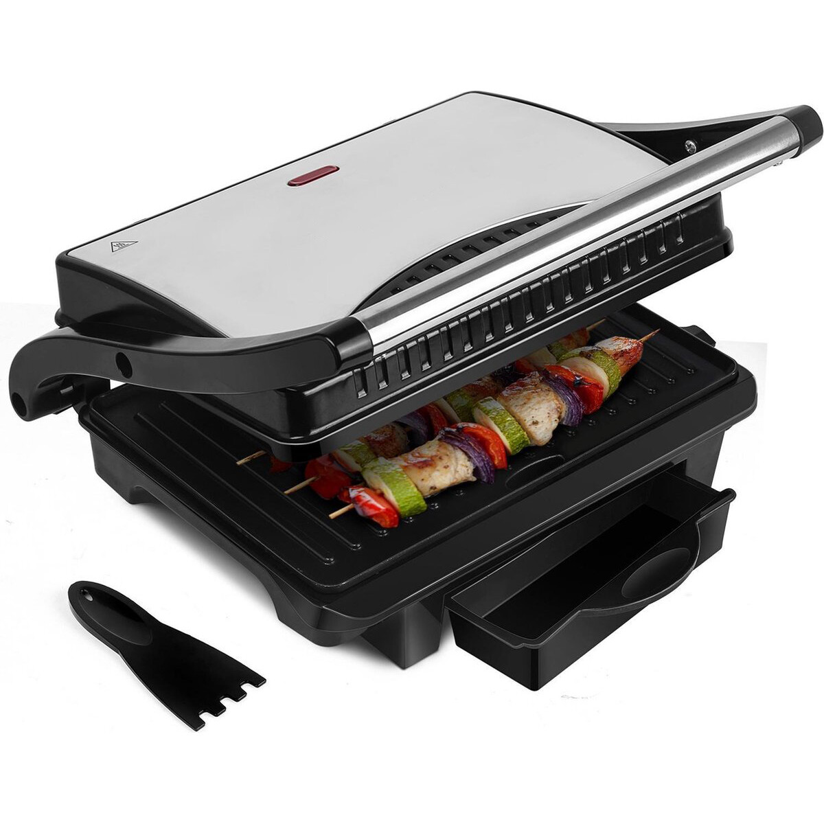 Contactgrill - Tosti Apparaat - Tosti Ijzer - Aigi Heron - Cool Touch - RVS - Zwart/Zilver