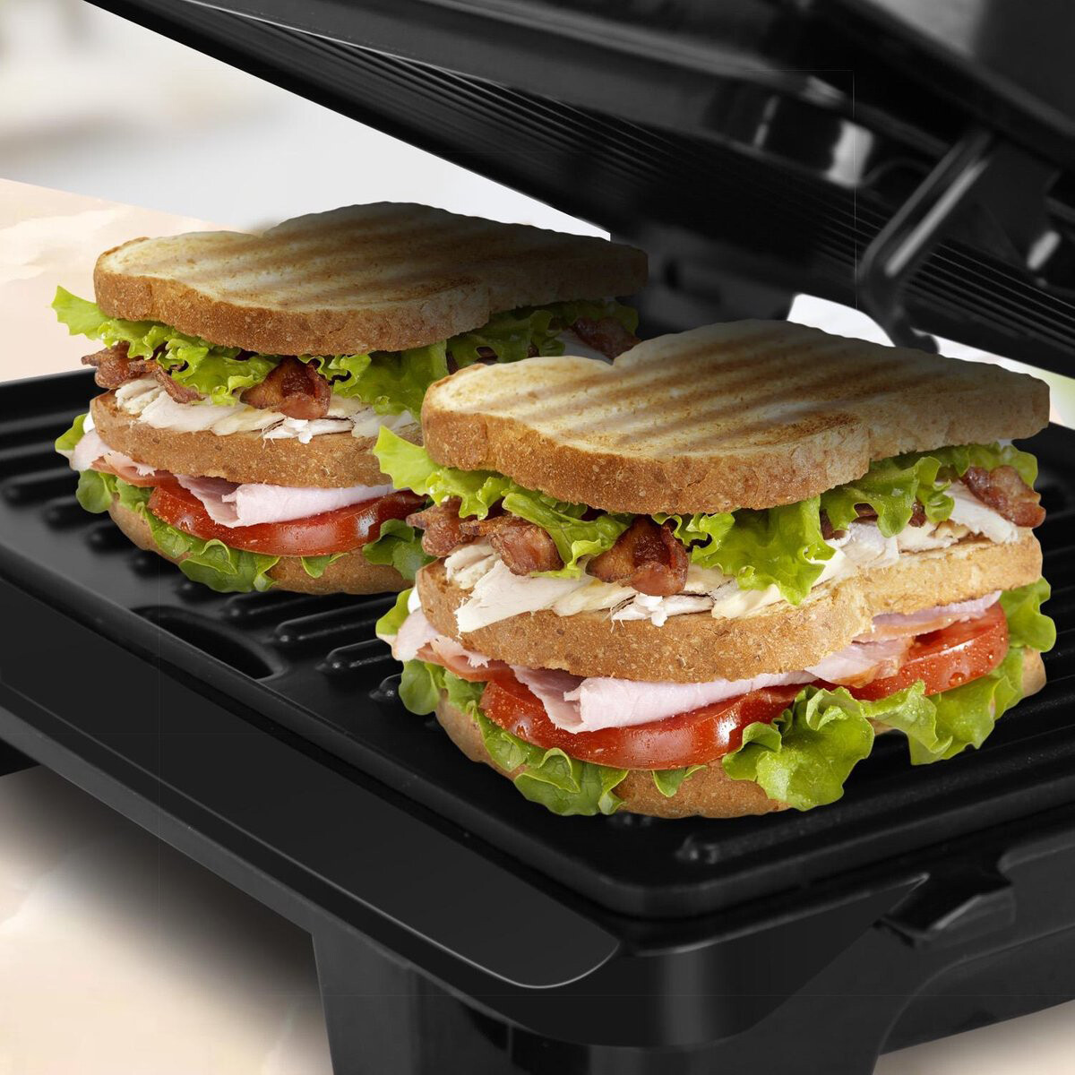 Contactgrill - Tosti Apparaat - Tosti Ijzer - Aigi Heron - Cool Touch - RVS - Zwart/Zilver