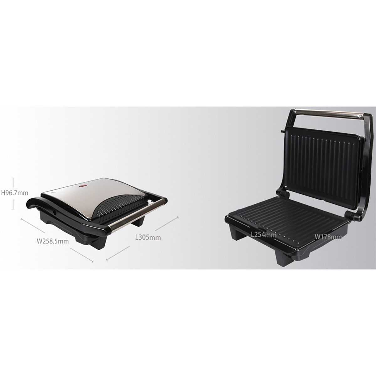 Contactgrill - Tosti Apparaat - Tosti Ijzer - Aigi Heron - Cool Touch - RVS - Zwart/Zilver