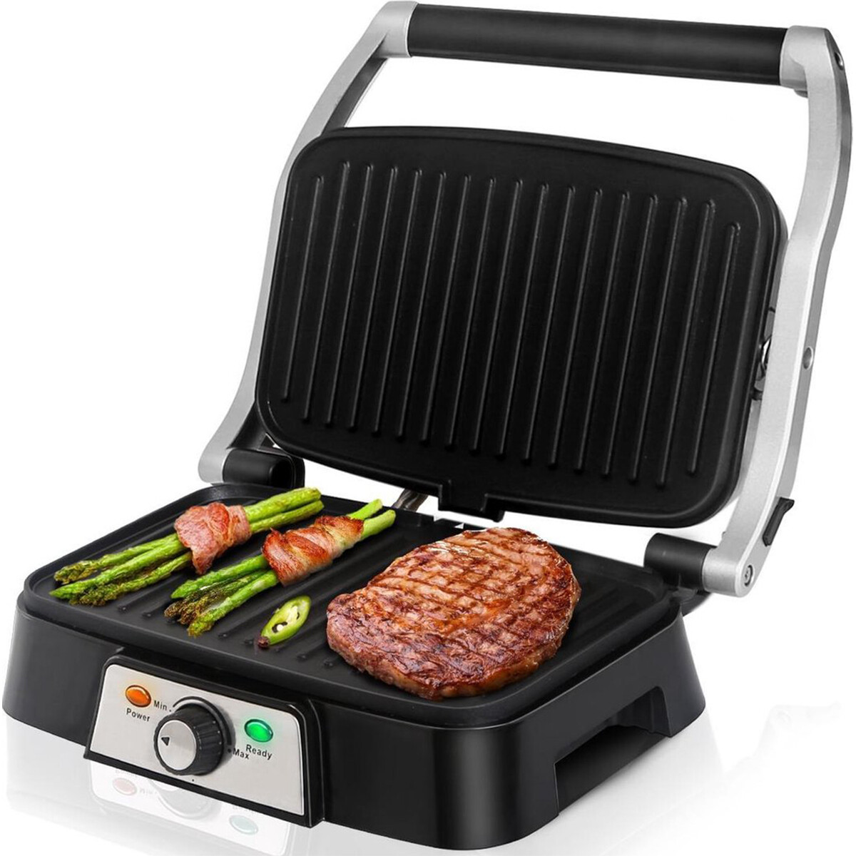 Contactgrill Tosti Apparaat Tosti Ijzer Aigi Hitty Cool Touch Rvs Zwart-zilver