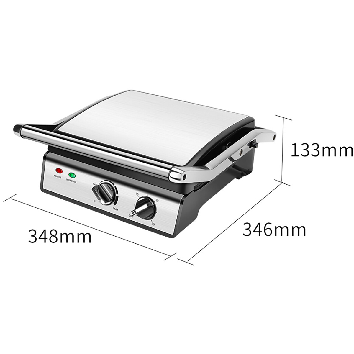 Contactgrill - Tosti Apparaat - Tosti Ijzer - Aigi Mixo - Cool Touch - Timer - RVS - Zwart/Zilver