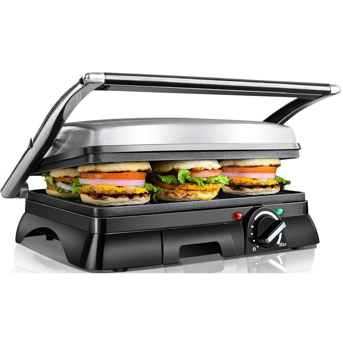 Contactgrill - Tosti Apparaat - Tosti Ijzer - Aigi Samy - Cool Touch - RVS - Zwart/Zilver