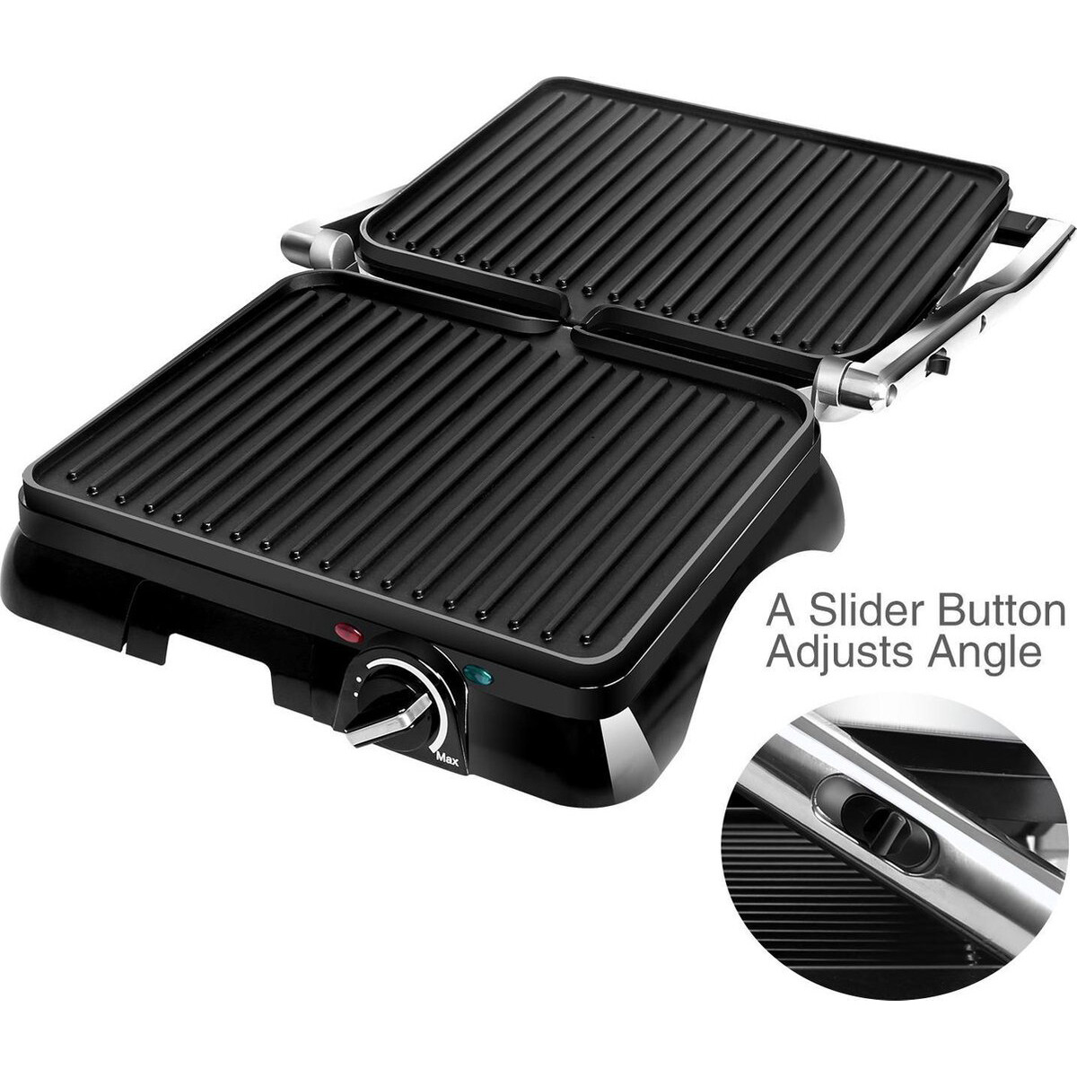 Contactgrill - Tosti Apparaat - Tosti Ijzer - Aigi Samy - Cool Touch - RVS - Zwart/Zilver