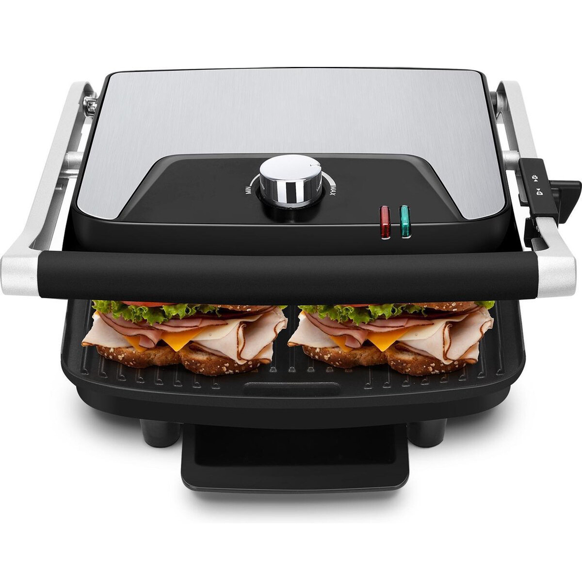 Contactgrill Tosti Apparaat Tosti Ijzer Aigi Uzana Cool Touch RVS Zwart-Zilver