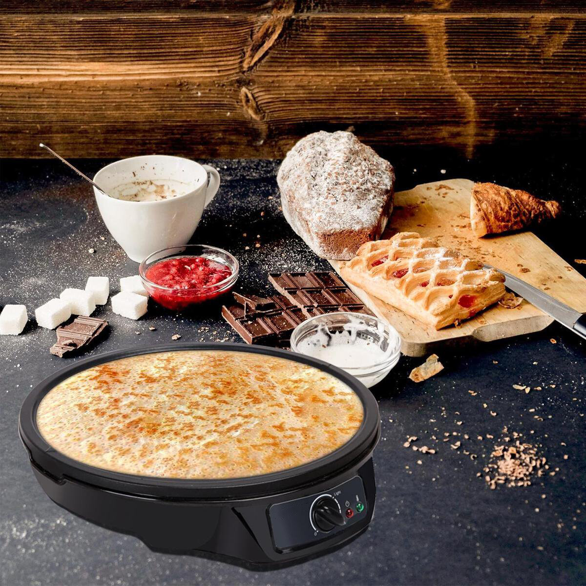 Crepe Maker - Aigi Mobita - Pannenkoekenmaker - Instelbare Thermostaat - Zwart