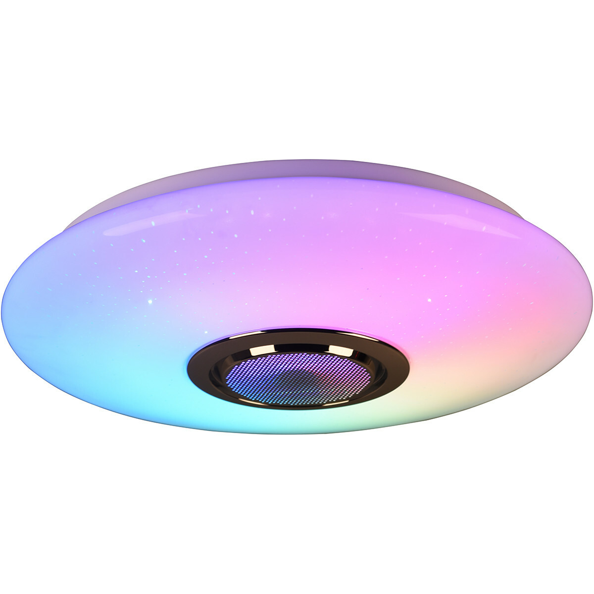 LED Plafondlamp - Plafondverlichting - Trion Minan - 15.5W - RGBW - Dimbaar - Aanpasbare Kleur - Afstandsbediening - Bluetooth Speaker - Sterlicht Rond - Mat Wit - | BES LED