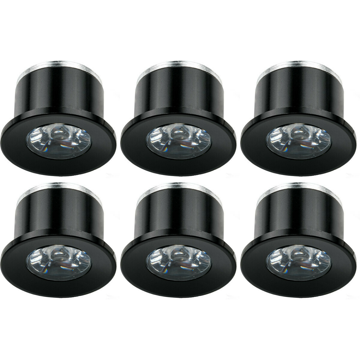Voordeelpak LED Veranda Spot Verlichting 6 Pack - 1W - Warm 3000K - Inbouw - Dimbaar - Rond - Mat Zwart - Aluminium - Ø31mm | BES LED