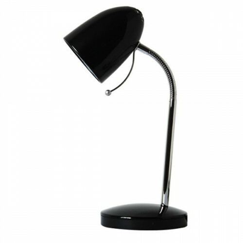 LED Bureaulamp - Aigi Wony - E27 Fitting Flexibele Arm - Rond - Glans Zwart | BES LED