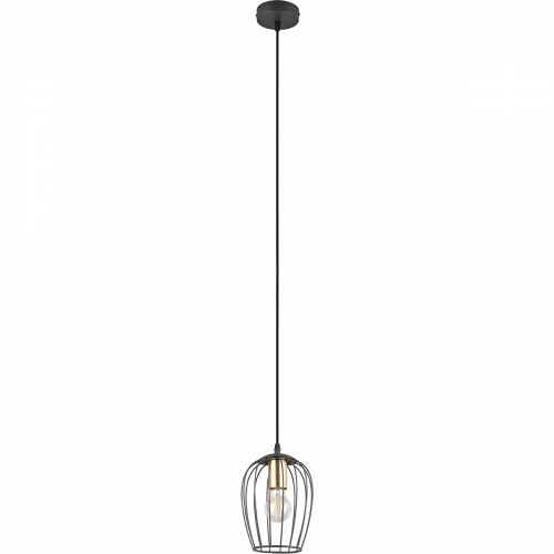 LED Hanglamp - Hangverlichting - Trion Rigo - E27 Fitting - Rond - Mat Zwart - Metaal