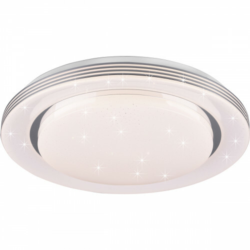 LED Plafondlamp - Plafondverlichting - Trion Atras - 22.5W - Aanpasbare Kleur - Afstandsbediening - Dimbaar - Sterlicht - Rond - Mat Wit - Kunststof