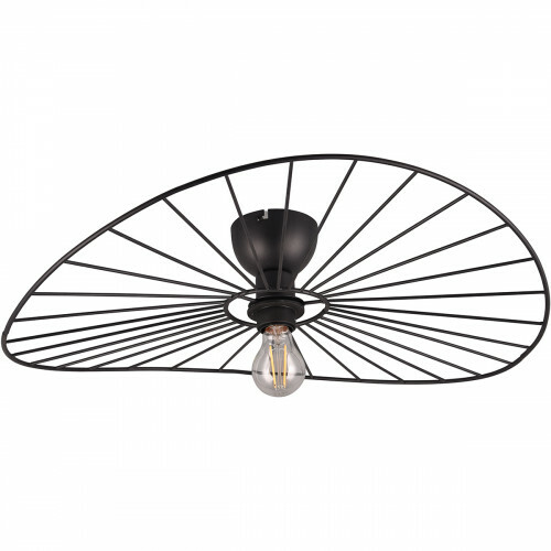 LED Plafondlamp - Plafondverlichting - Trion Aupe - E27 Fitting - 1-lichts - Rond - Mat Zwart - Metaal