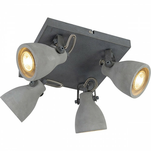LED Plafondspot - Trion Conry - GU10 Fitting - 4-lichts - Vierkant - Mat Grijs Beton Look - Aluminium