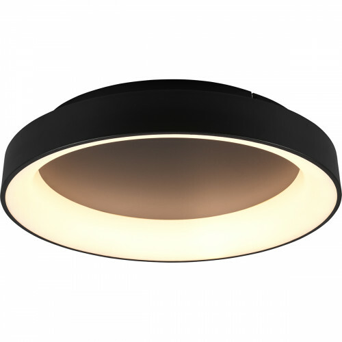 LED Plafondlamp - Plafondverlichting - Trion Gurano - 48W - Aanpasbare Kleur - Afstandsbediening - Dimbaar - Rond - Mat Zwart - Aluminium