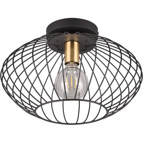 LED Plafondlamp - Plafondverlichting - Trion Rigo - E27 Fitting - 1-lichts - Rond - Mat Zwart - Metaal