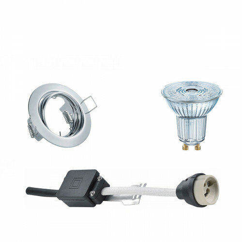 LED Spot Set - LEDVANCE Parathom PAR16 930 36D - GU10 Fitting - Dimbaar - Inbouw Rond - Glans Chroom - 3.7W - Warm Wit 3000K - Kantelbaar Ø83mm