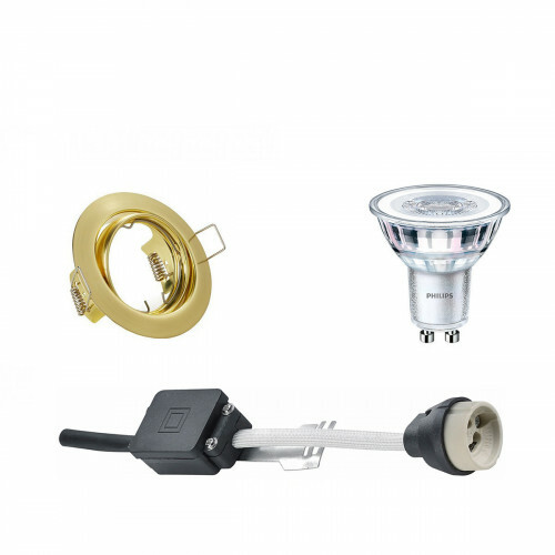 Voordeelset: LED Set GU10 Fitting - Inbouw Rond - Mat Goud - Kantelbaar Ø83mm - Philips CorePro 840 36D - 4W - Natuurlijk Wit 4000K - Dimbaar | BES LED