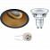 PHILIPS - LED Spot Set - CorePro 827 36D - Pragmi Zano Pro - GU10 Fitting - Inbouw Rond - Mat Zwart/Goud - 3.5W - Warm Wit 2700K - Kantelbaar - Ø93mm