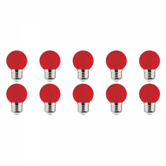 Voordeelpak LED 10 Pack Romba - Rood Gekleurd - E27 Fitting - 1W | BES