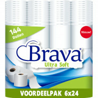 Brava - Ultra Soft Toiletpapier - 144 Rollen - Ultiem Comfort WC Papier - Superieure Sterkte - Maximale Absorptie & Pluisvrij - Voordeelverpakking WC Papier