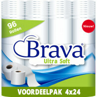Brava - Ultra Soft Toiletpapier - 96 Rollen - Ultiem Comfort WC Papier - Superieure Sterkte - Maximale Absorptie & Pluisvrij - Voordeelverpakking WC Papier