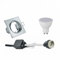 LED Spot Set - Aigi - Trion - GU10 Fitting - Inbouw Vierkant - Glans Chroom - 6W - Warm Wit 3000K - Kantelbaar 80mm