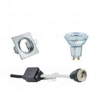LED Spot Set - LEDVANCE Parathom PAR16 930 36D - GU10 Fitting - Dimbaar - Inbouw Vierkant - Glans Chroom - 3.7W - Warm Wit 3000K - Kantelbaar 80mm