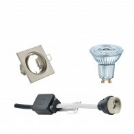 LED Spot Set - LEDVANCE Parathom PAR16 930 36D - GU10 Fitting - Dimbaar - Inbouw Vierkant - Mat Nikkel - 5.5W - Warm Wit 3000K - Kantelbaar 80mm