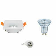 LED Spot Set - LEDVANCE Parathom PAR16 930 36D - GU10 Fitting - Dimbaar - Inbouw Vierkant - Mat Wit - 3.7W - Warm Wit 3000K - 85mm
