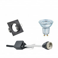 LED Spot Set - LEDVANCE Parathom PAR16 940 36D - GU10 Fitting - Dimbaar - Inbouw Vierkant - Mat Zwart - 3.7W - Natuurlijk Wit 4000K - Kantelbaar 80mm