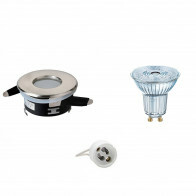 LED Spot Set - LEDVANCE Parathom PAR16 930 36D - Aigi - GU10 Fitting - Waterdicht IP65 - Dimbaar - Inbouw Rond - Mat Chroom - 5.5W - Warm Wit 3000K - Ø82mm